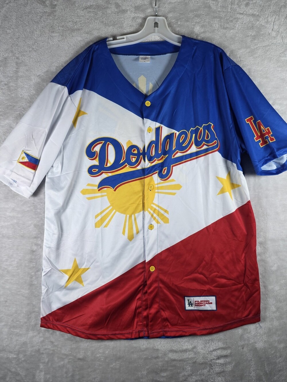 LA Dodgers Filipino Heritage Night Jersey Mens XL Blue White Red Philippines